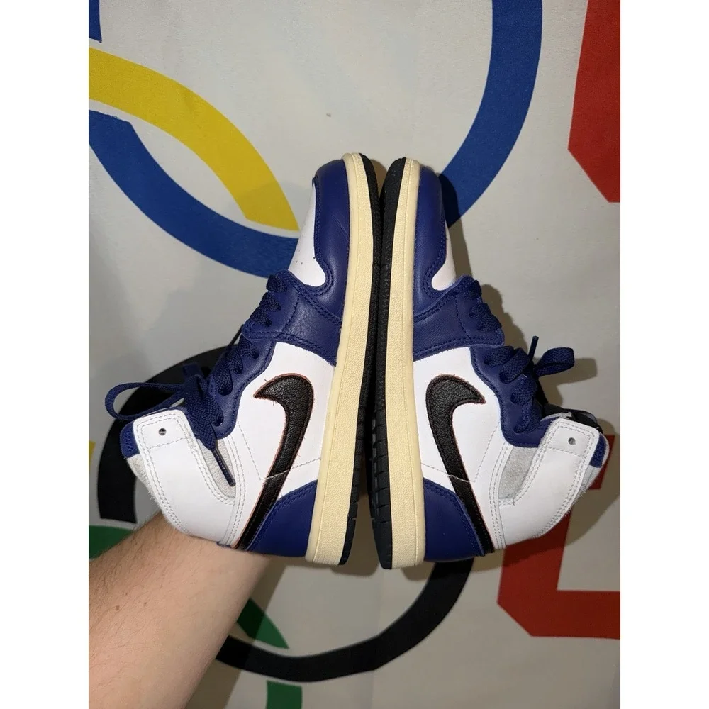 Nike Air Jordan 1 Kids 2.5Y High Top Sneakers Blue/White Rare Air FD1412-100